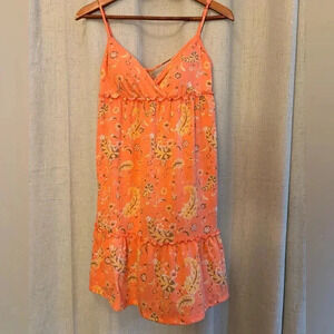 “So” Mini Sundress. Size XS (Junior).‎ Coral /Peach and floral design.